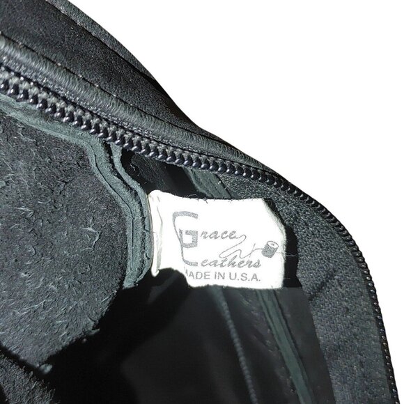 Crossbody Grace Leathers USA Vintage Shoulder Purse Black Adjustable Strap - Picture 5 of 12